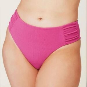 Andie Swim The Ruched Side Bikini Bottoms in Pink Orchid Size S NWT High Waisted